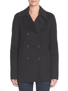 Vince Women's Charcoal Gray Double-Breasted Wool Peacoat